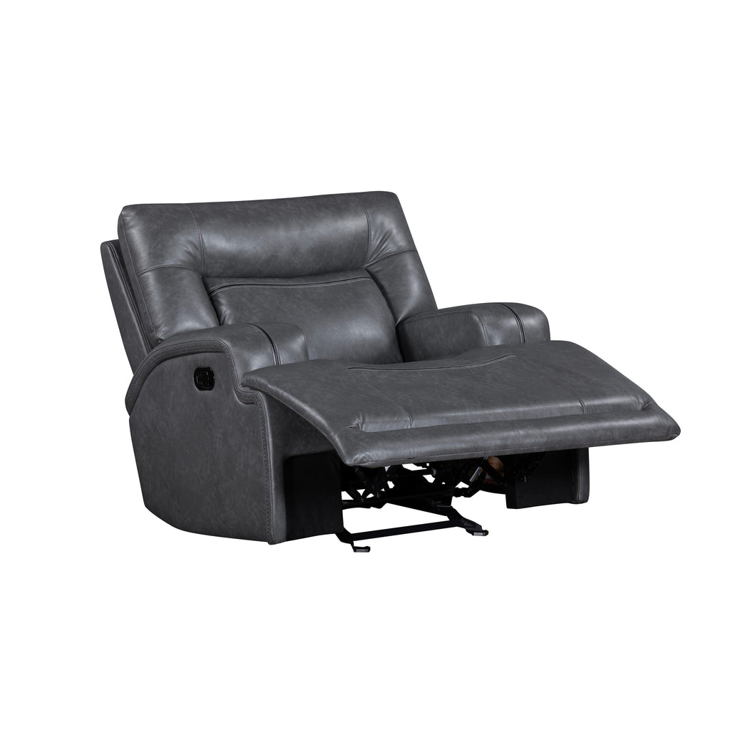 Fauteuil inclinable manuel Tito, polyester gris, accoudoirs coussinés