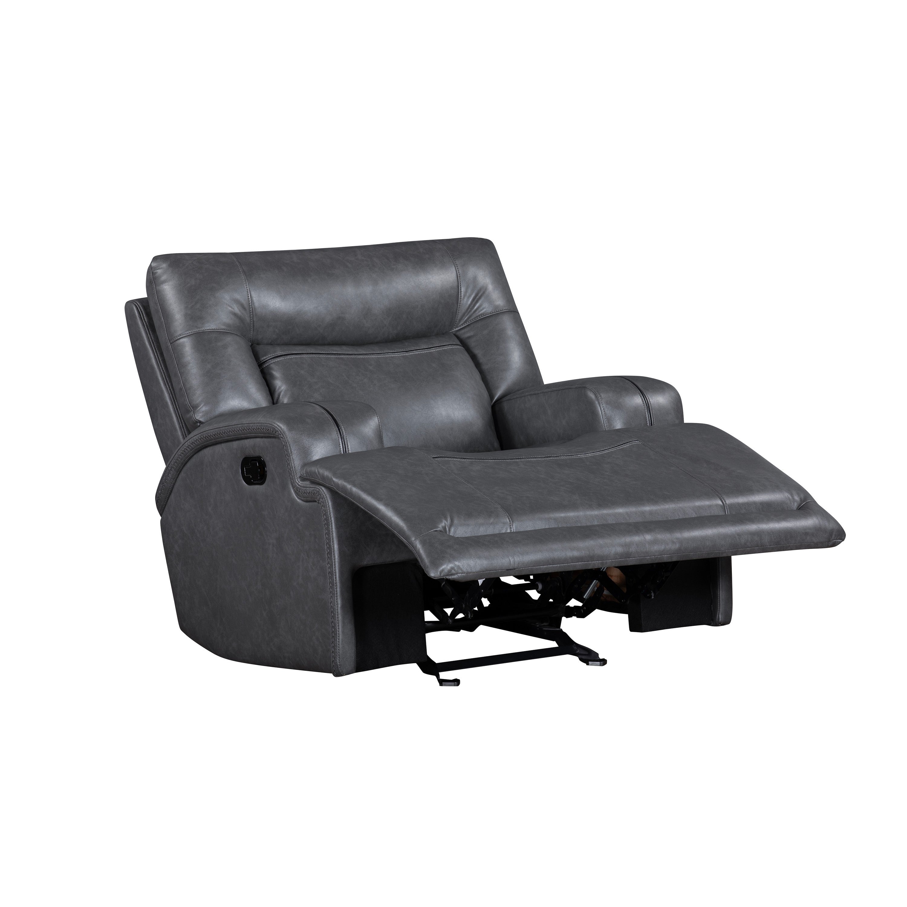 Fauteuil inclinable manuel Tito, polyester gris, accoudoirs coussinés