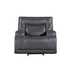Fauteuil inclinable manuel Tito, polyester gris, accoudoirs coussinés