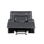 Fauteuil inclinable manuel Tito, polyester gris, accoudoirs coussinés