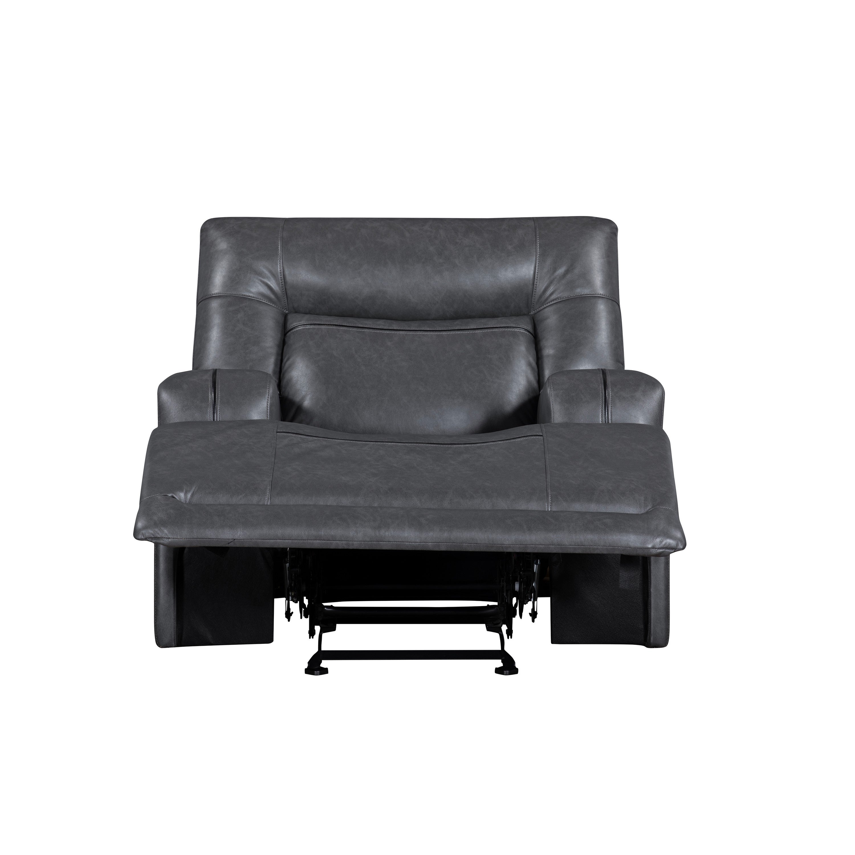 Fauteuil inclinable manuel Tito, polyester gris, accoudoirs coussinés
