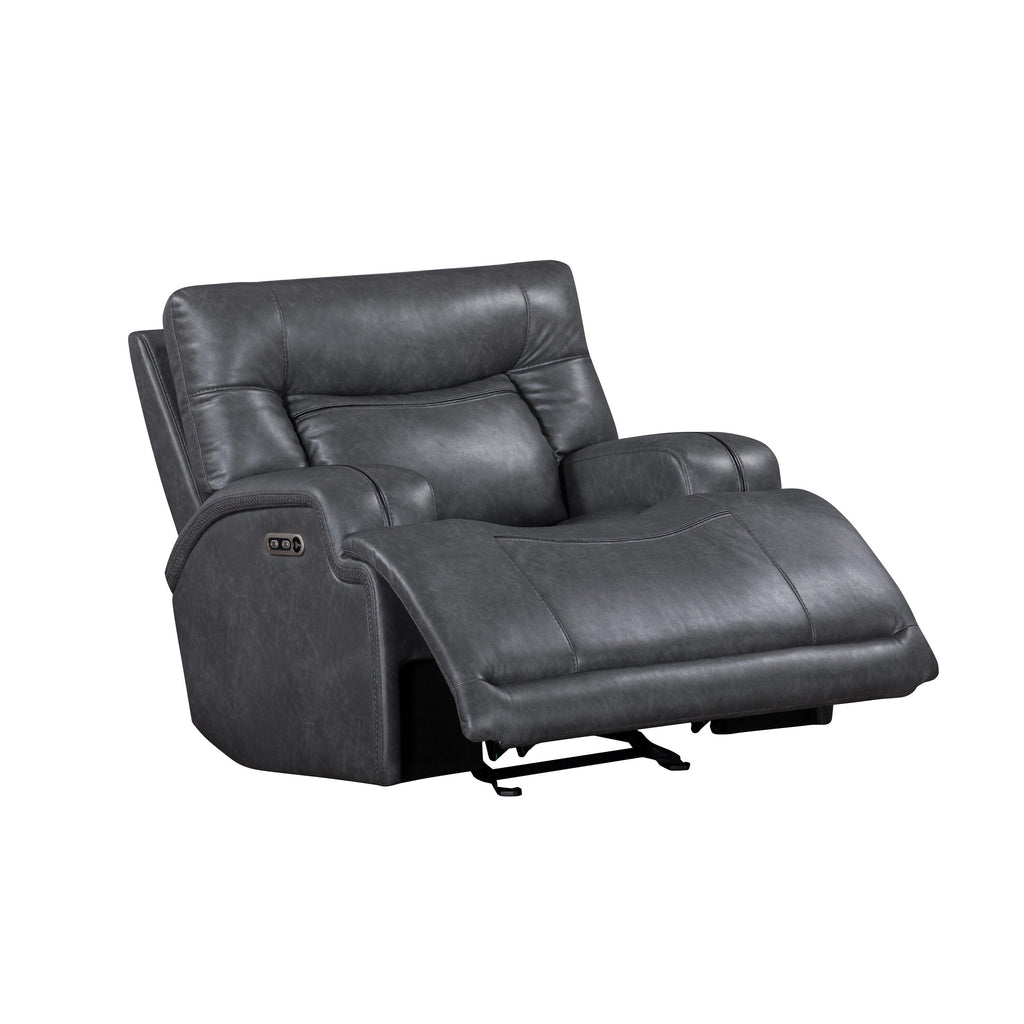 Fauteuil inclinable électrique Tito, polyester gris, accoudoirs coussinés