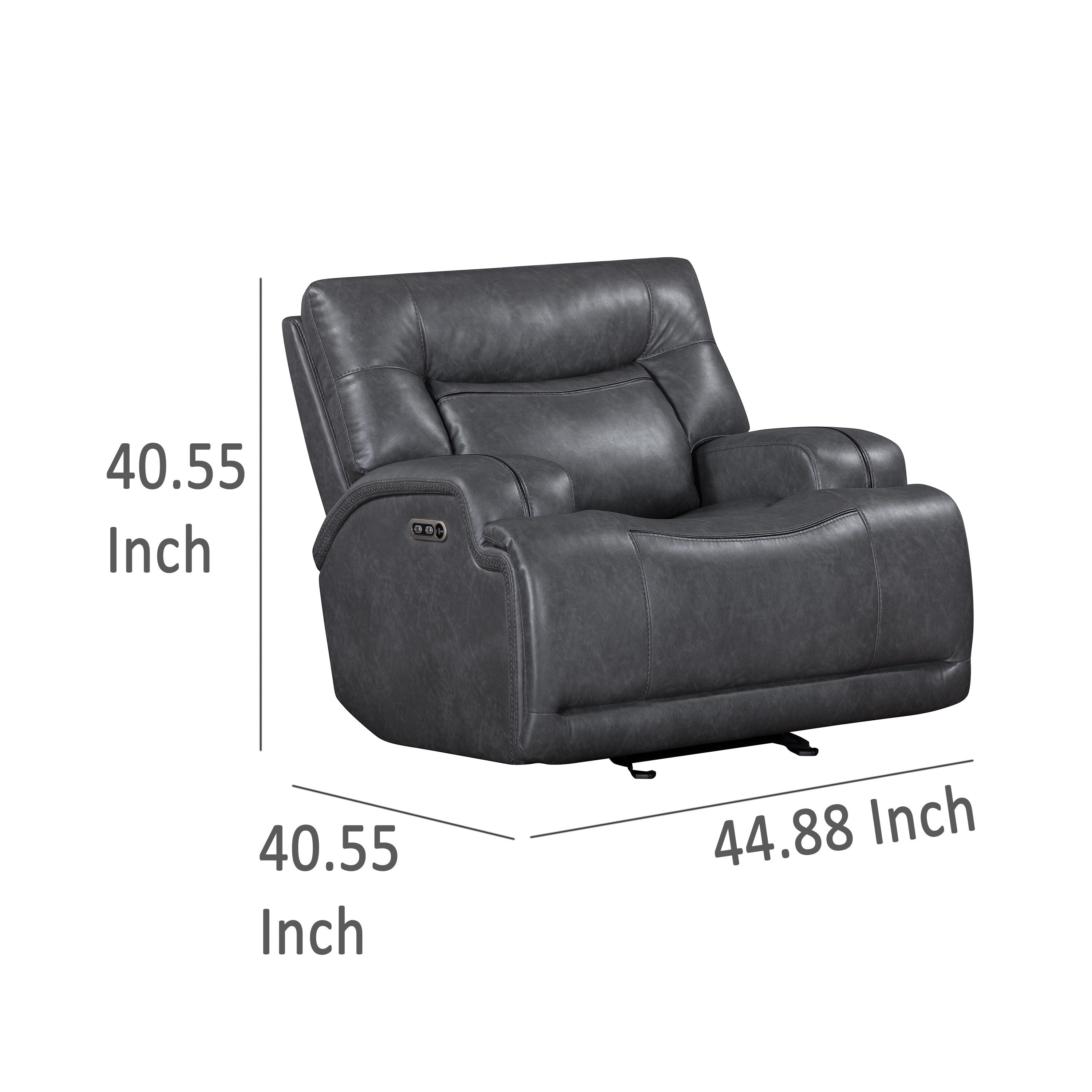 Fauteuil inclinable électrique Tito, polyester gris, accoudoirs coussinés