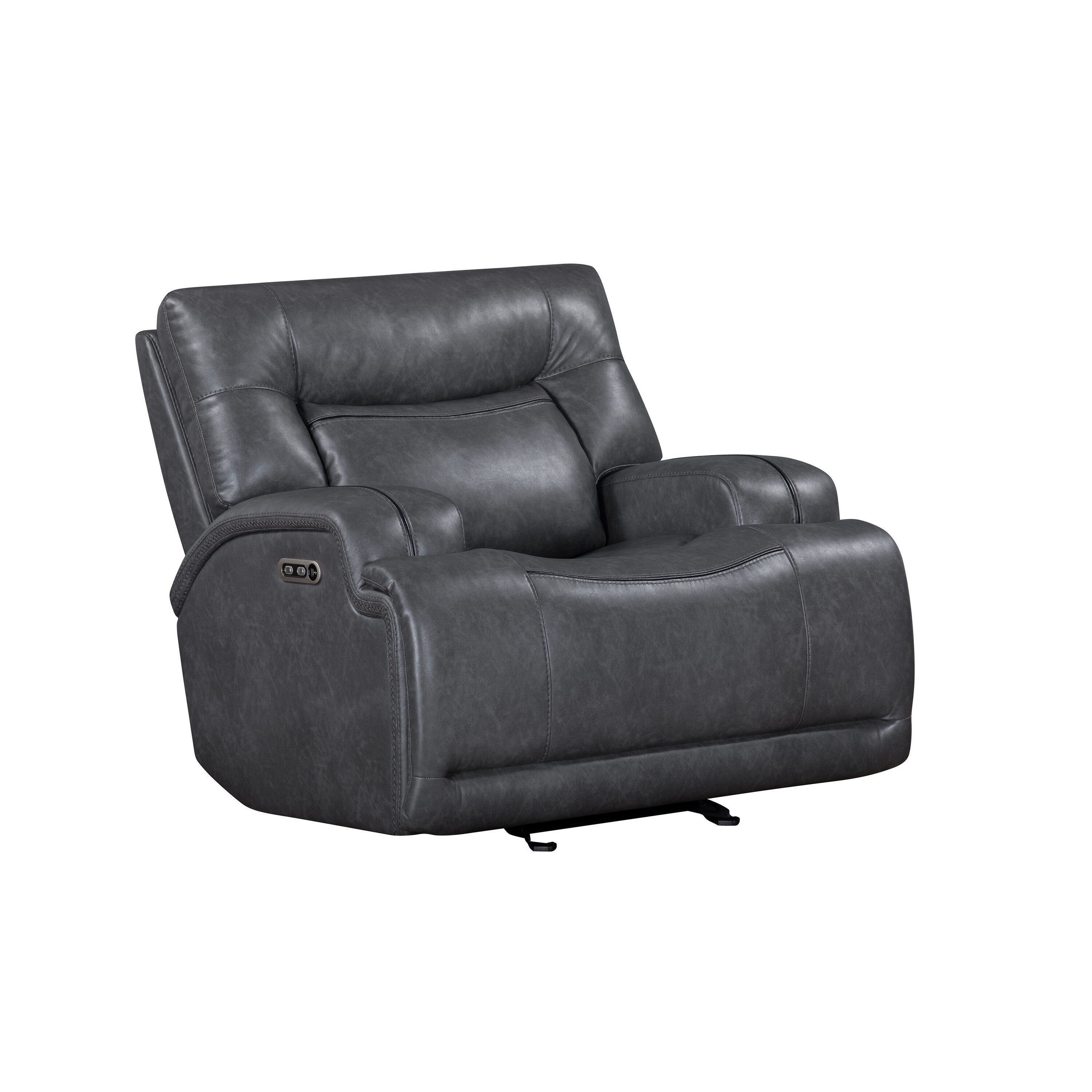 Fauteuil inclinable électrique Tito, polyester gris, accoudoirs coussinés