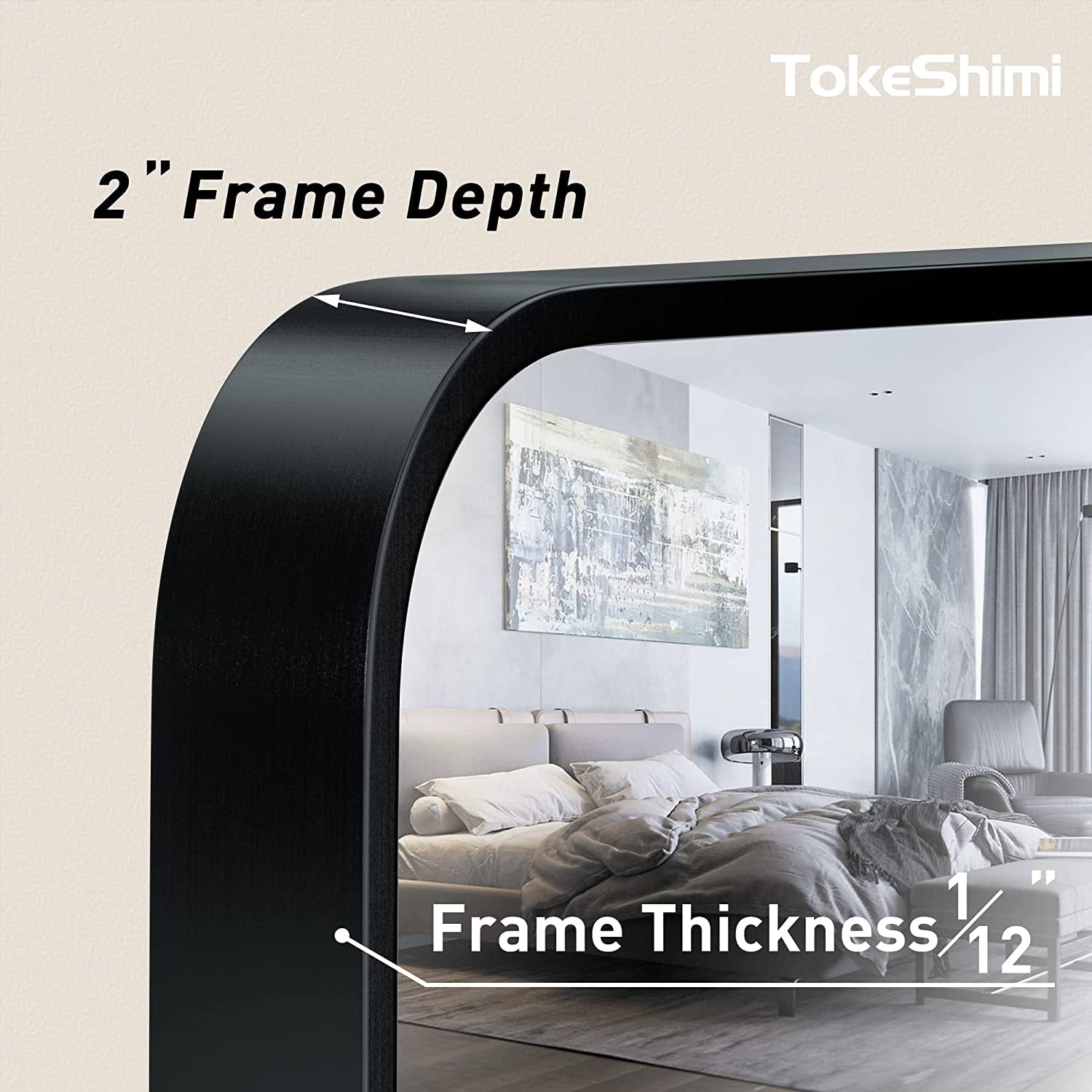 Miroir mural de salle de bain moderne à cadre en métal TokeShimi