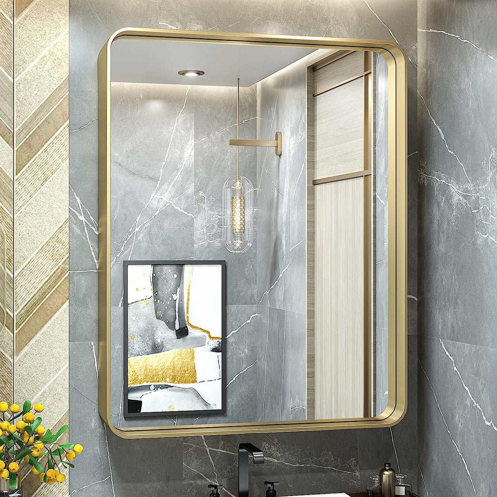 Miroir mural de salle de bain moderne à cadre en métal TokeShimi