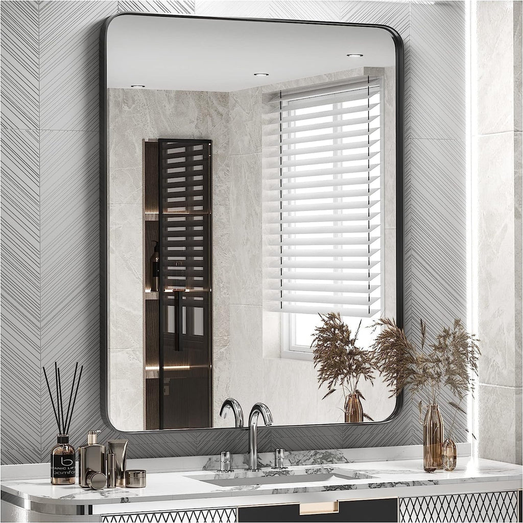Miroir mural de salle de bain moderne à cadre en métal TokeShimi