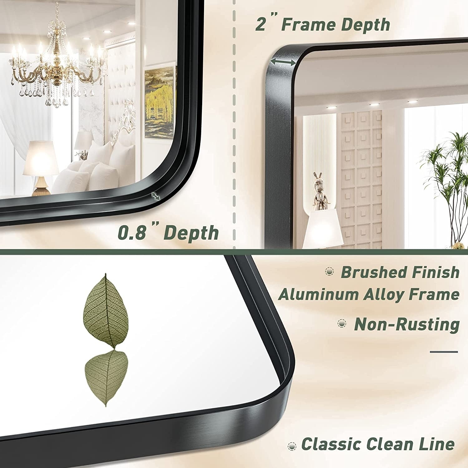 Miroir mural de salle de bain moderne à cadre en métal TokeShimi