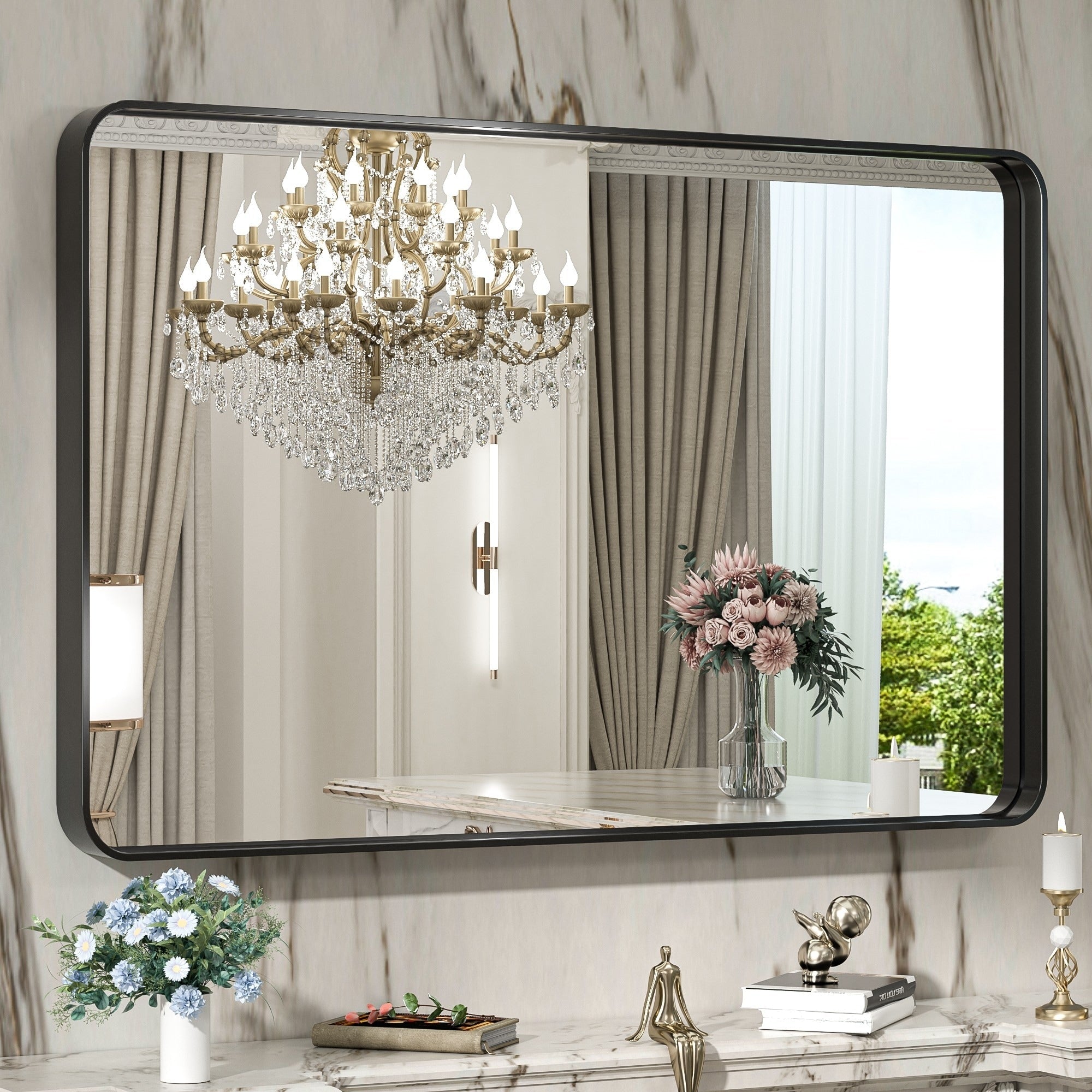 Miroir mural de salle de bain moderne à cadre en métal TokeShimi