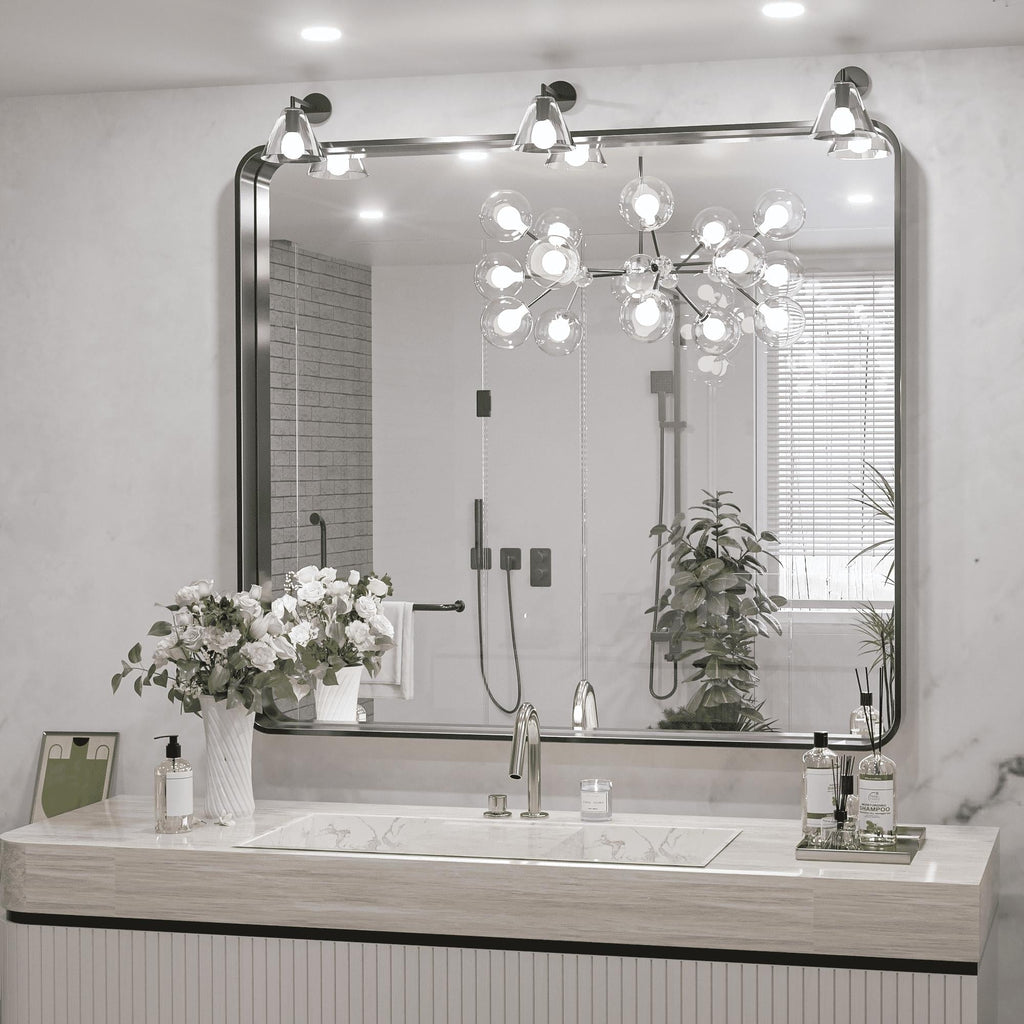 Miroir mural de salle de bain moderne à cadre en métal TokeShimi