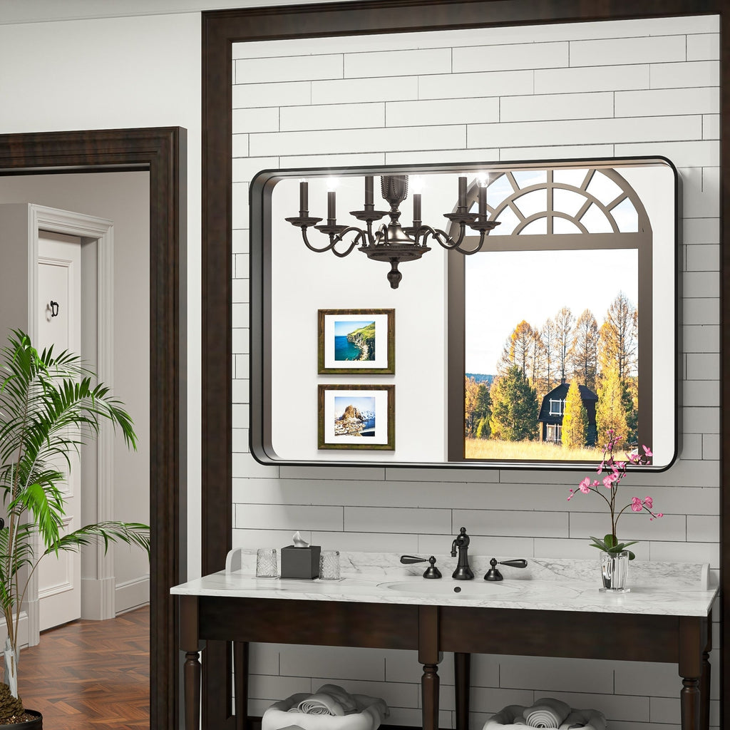 Miroir mural de salle de bain moderne à cadre en métal TokeShimi