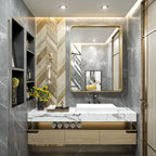 Miroir mural de salle de bain moderne à cadre en métal TokeShimi