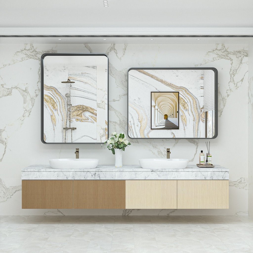 Miroir mural de salle de bain moderne à cadre en métal TokeShimi