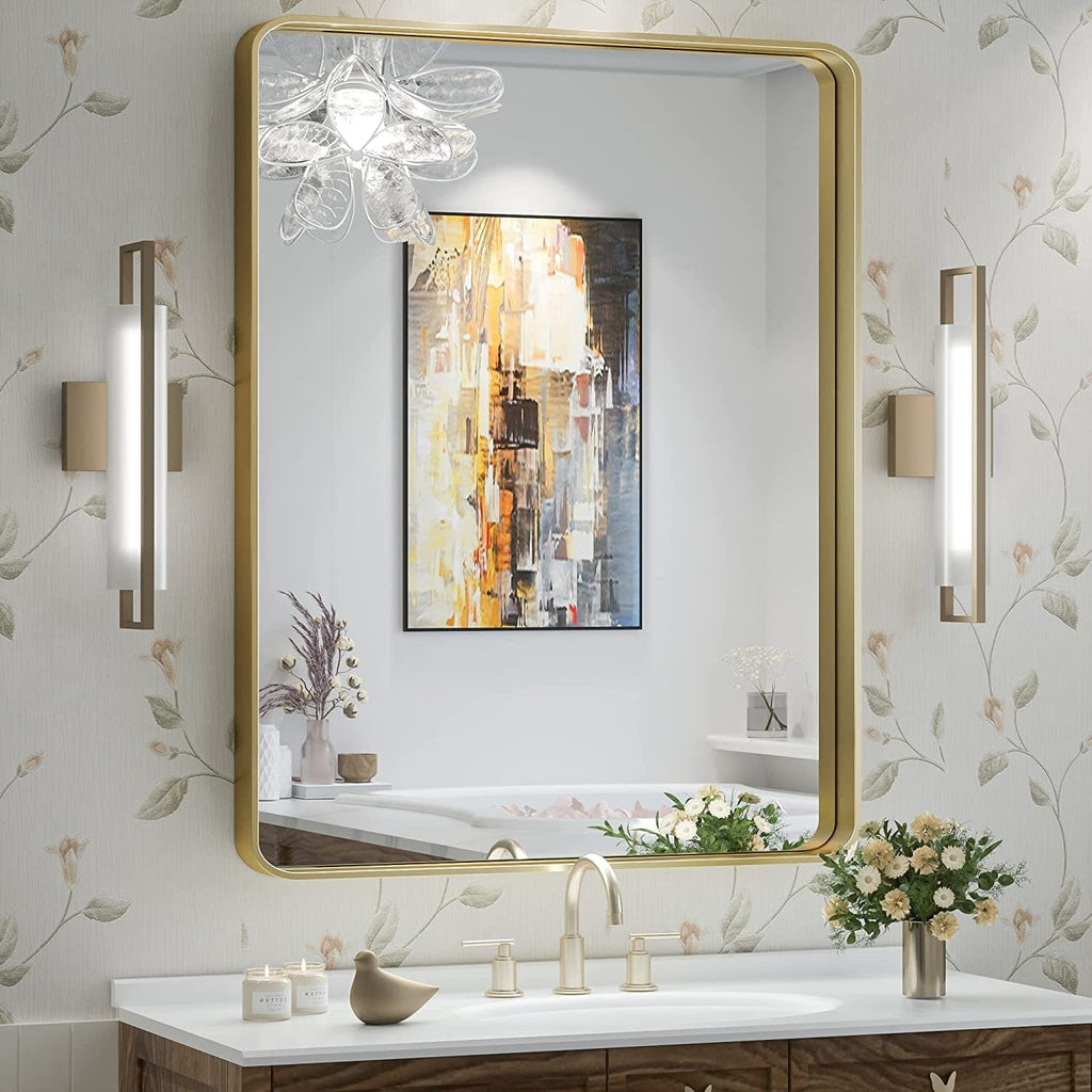 Miroir mural de salle de bain moderne à cadre en métal TokeShimi