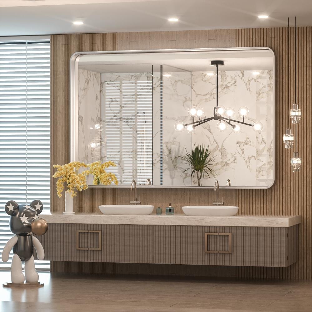 Miroir mural de salle de bain moderne à cadre en métal TokeShimi