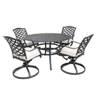 Ensemble de salle à manger rond en aluminium Torino 5 pièces avec 4 chaises pivotantes à bascule - N/A