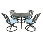 Ensemble de salle à manger rond en aluminium Torino 5 pièces avec 4 chaises pivotantes à bascule - N/A