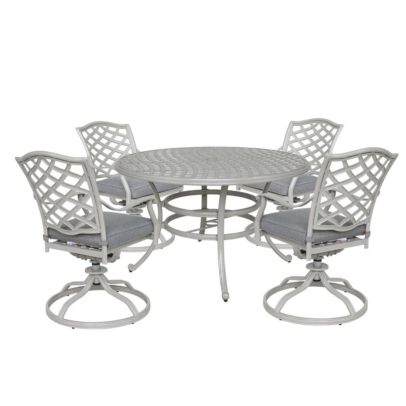 Ensemble de salle à manger rond en aluminium Torino 5 pièces avec 4 chaises pivotantes à bascule - N/A