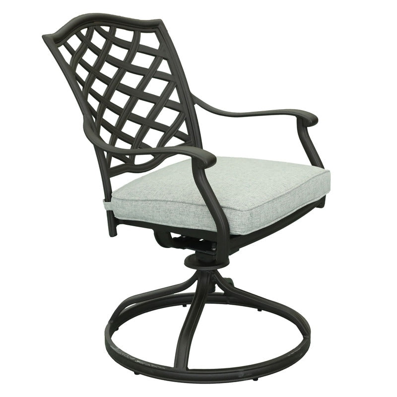 Ensemble de salle à manger rond en aluminium Torino 5 pièces avec 4 chaises pivotantes à bascule - N/A