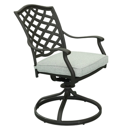 Ensemble de salle à manger rond en aluminium Torino 5 pièces avec 4 chaises pivotantes à bascule - N/A