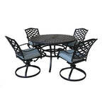 Ensemble de salle à manger rond en aluminium Torino 5 pièces avec 4 chaises pivotantes à bascule - N/A