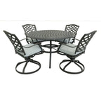 Ensemble de salle à manger rond en aluminium Torino 5 pièces avec 4 chaises pivotantes à bascule - N/A