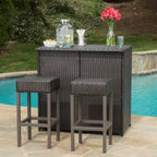 Ensemble de bar extérieur Toranto en osier multicolore par Christopher Knight Home