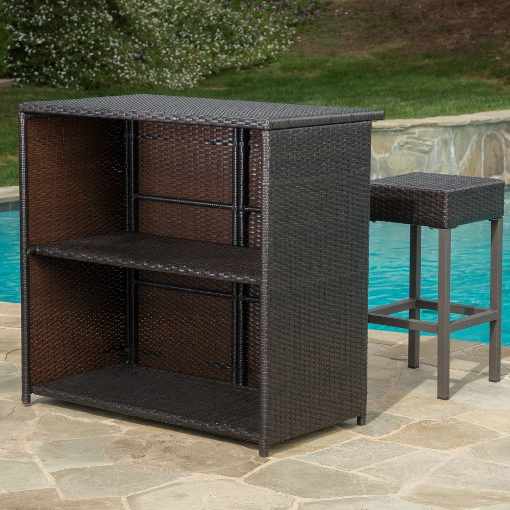 Ensemble de bar extérieur Toranto en osier multicolore par Christopher Knight Home