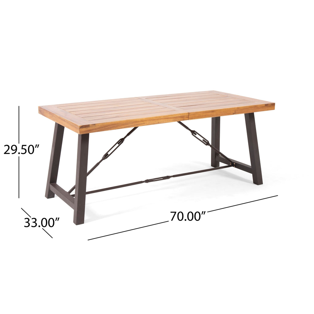 Ensemble de salle à manger d'extérieur Torrens en osier et bois d'acacia, 7 pièces, par Christopher Knight Home