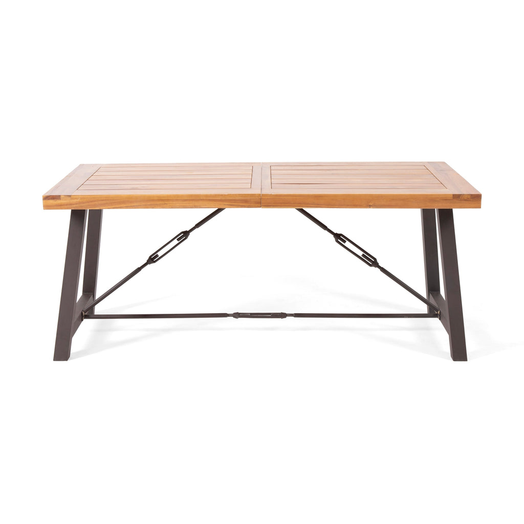 Ensemble de salle à manger d'extérieur Torrens en osier et bois d'acacia, 7 pièces, par Christopher Knight Home