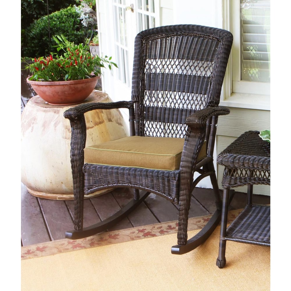 Ensemble de 2 chaises à bascule d'extérieur en osier Portside Dark Roast