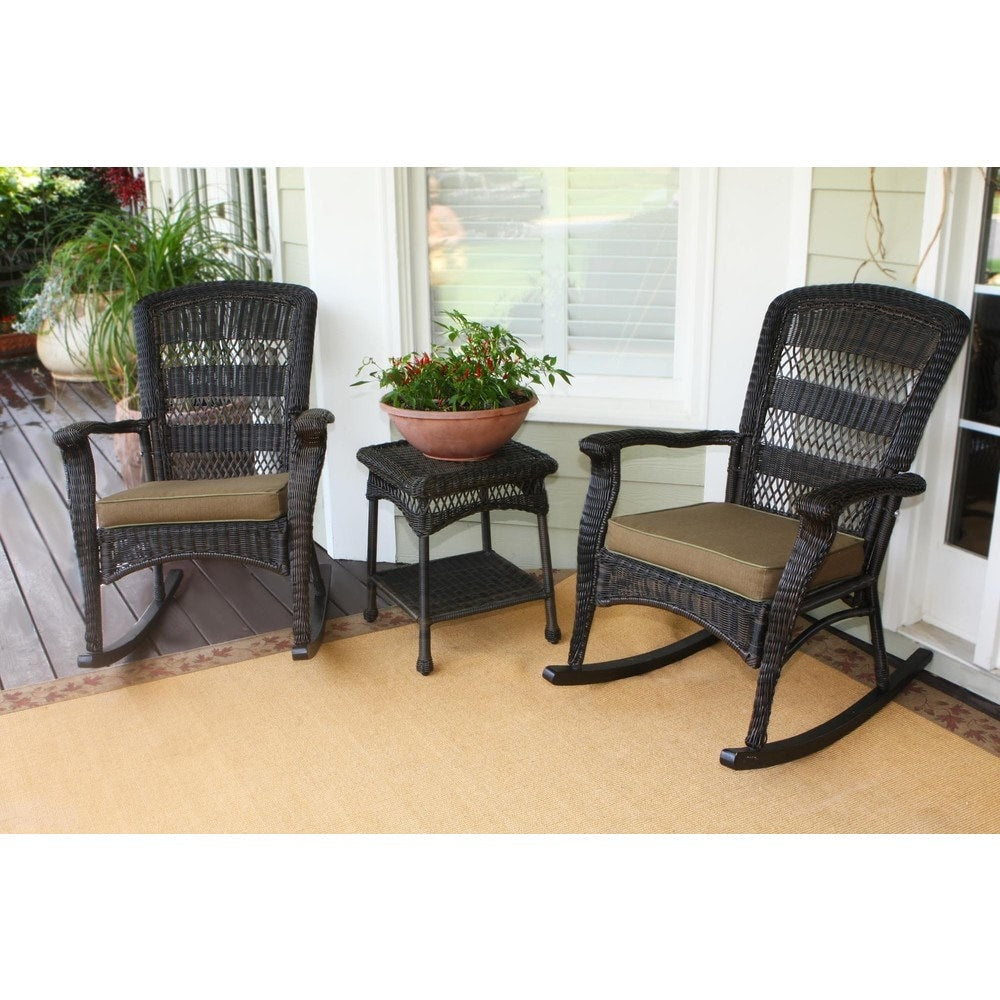 Ensemble de 2 chaises à bascule d'extérieur en osier Portside Dark Roast