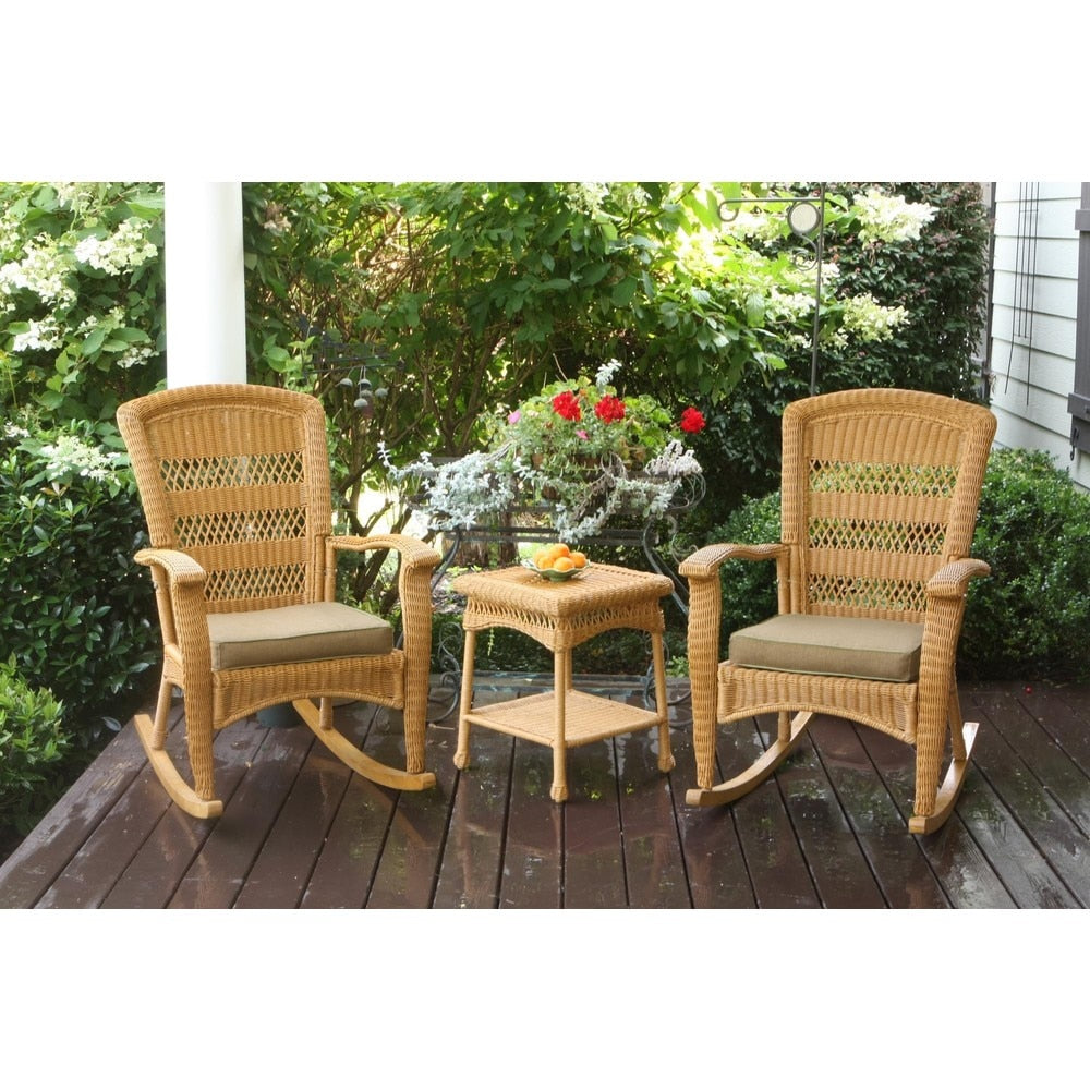 Ensemble de 3 chaises à bascule d'extérieur en osier ambré Portside Southwest