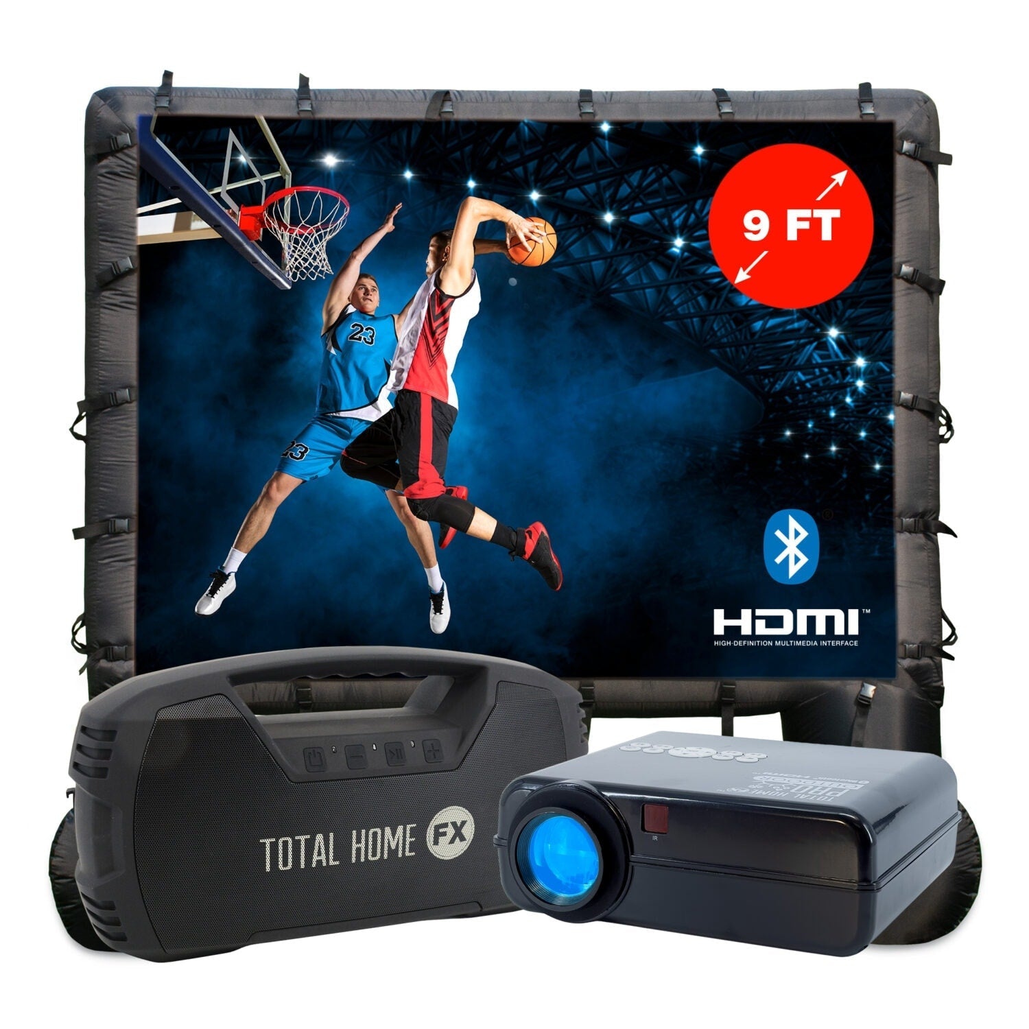 Kit de cinéma extérieur Total HomeFX 1500 lumens avec écran gonflable