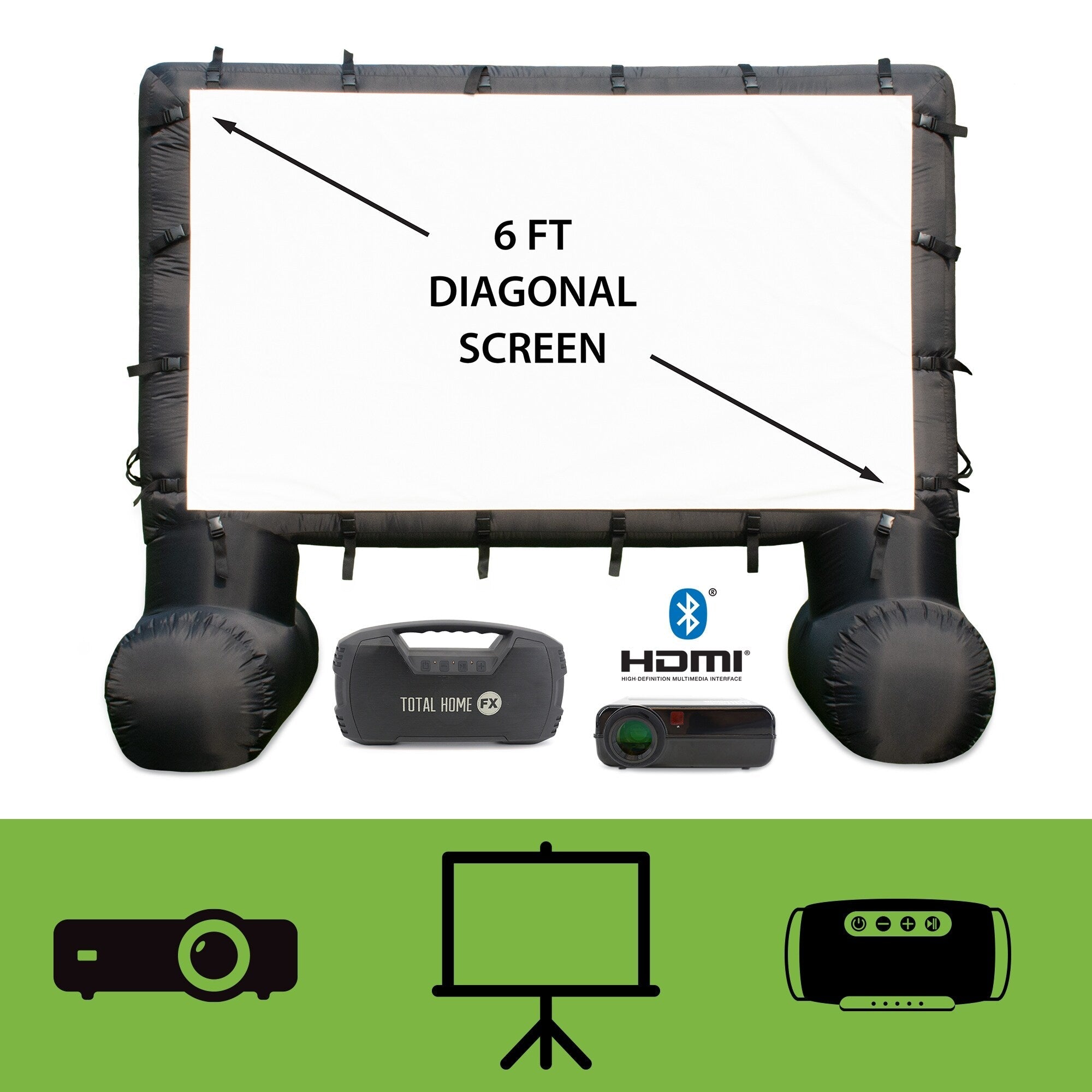 Kit de cinéma extérieur Total HomeFX 1500 lumens avec écran gonflable