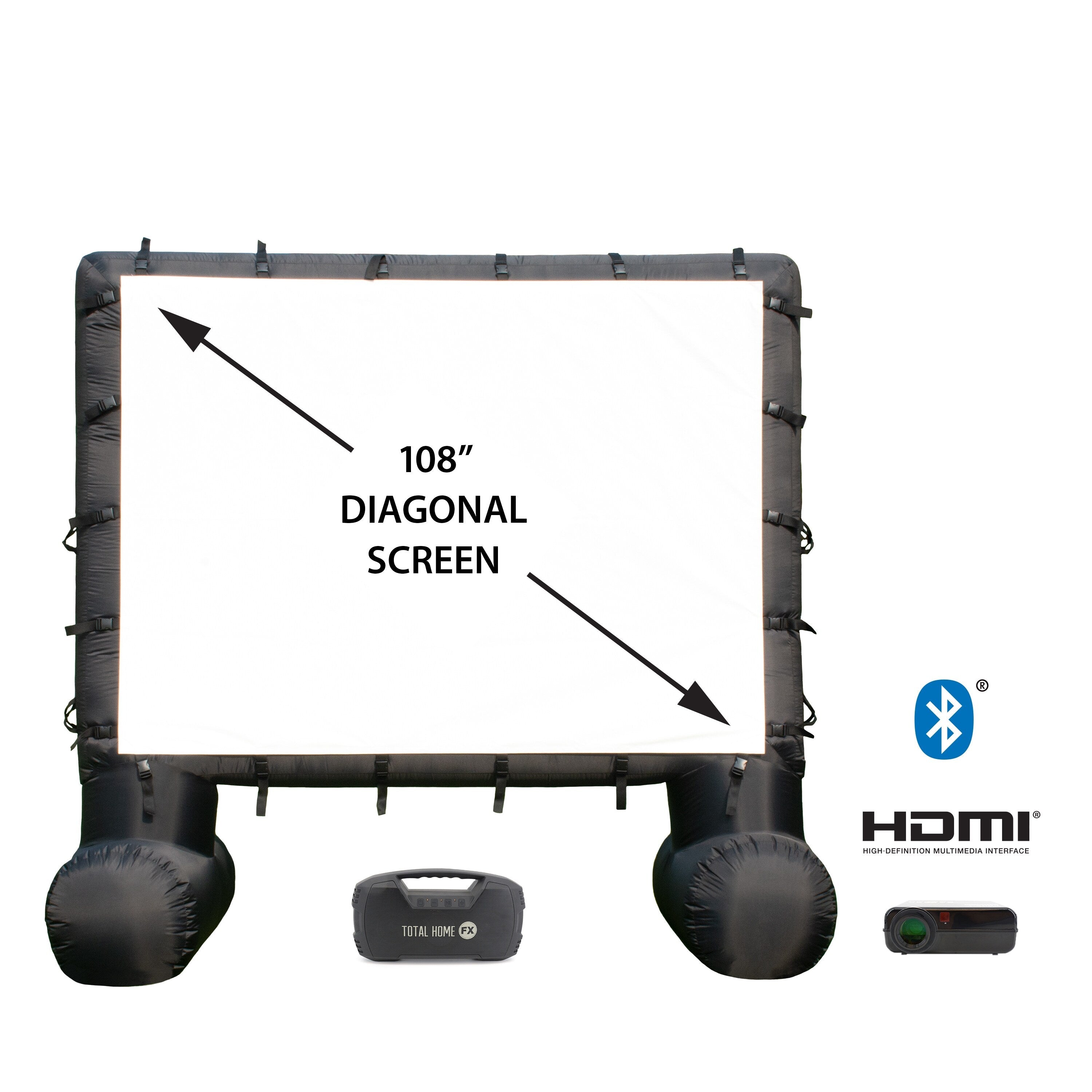 Kit de cinéma extérieur Total HomeFX 1500 lumens avec écran gonflable