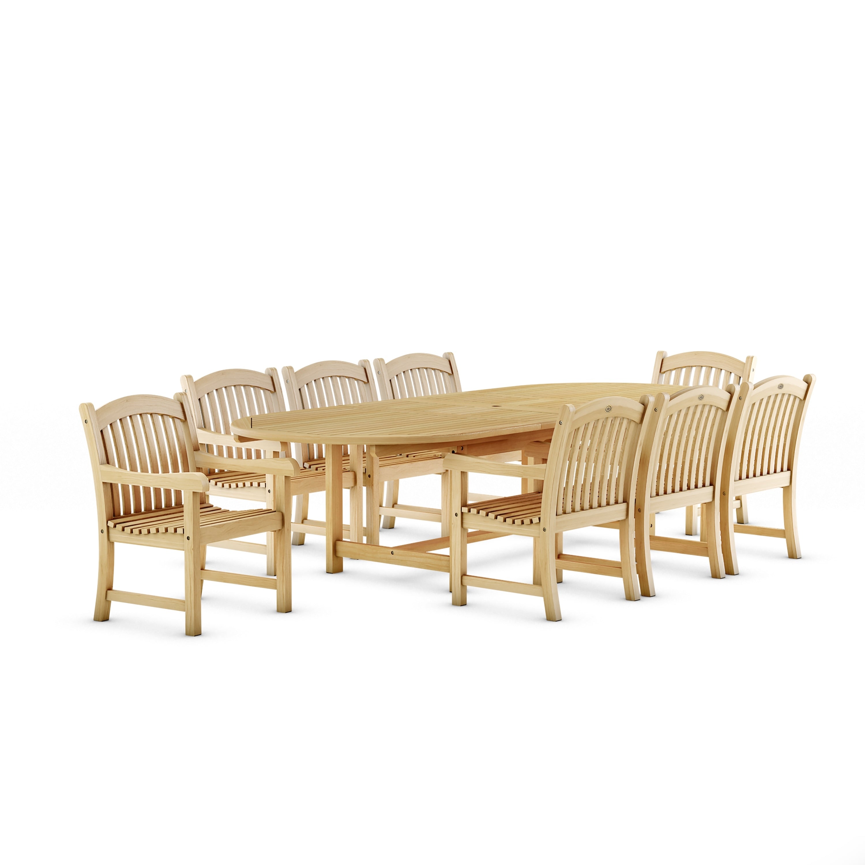 Ensemble de salle à manger d'extérieur extensible en teck Amazonia FSC - 9 pièces