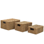 Trademark Innovations Lot de 3 paniers rectangulaires en jonc de mer avec couvercles (petits)