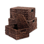 Trademark Innovations Lot de 3 paniers rectangulaires en jonc de mer avec couvercles (petits)