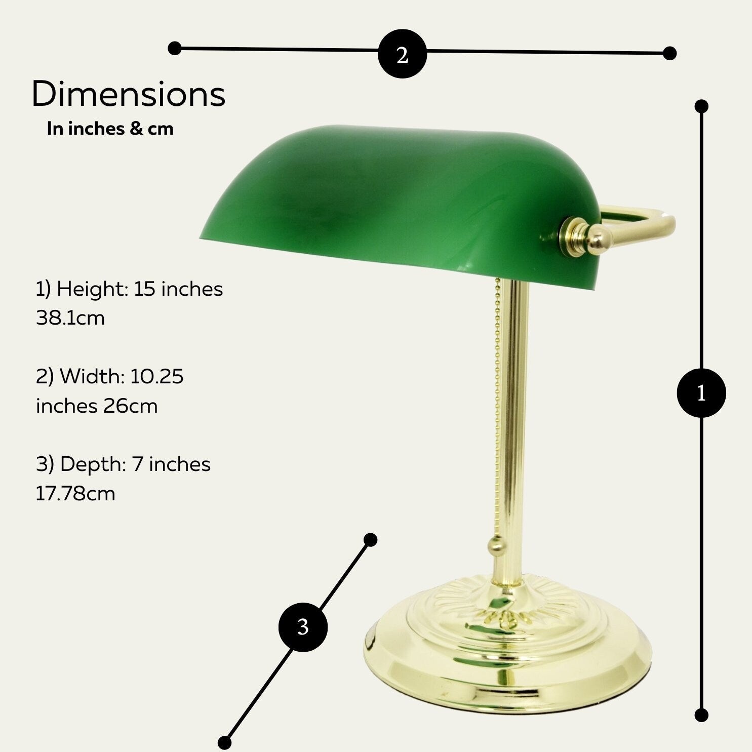 Lampe de bureau traditionnelle de banquier avec abat-jour en verre vert