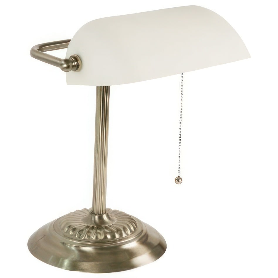 Lampe de bureau traditionnelle de banquier avec abat-jour en verre vert