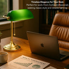 Lampe de bureau traditionnelle de banquier avec abat-jour en verre vert