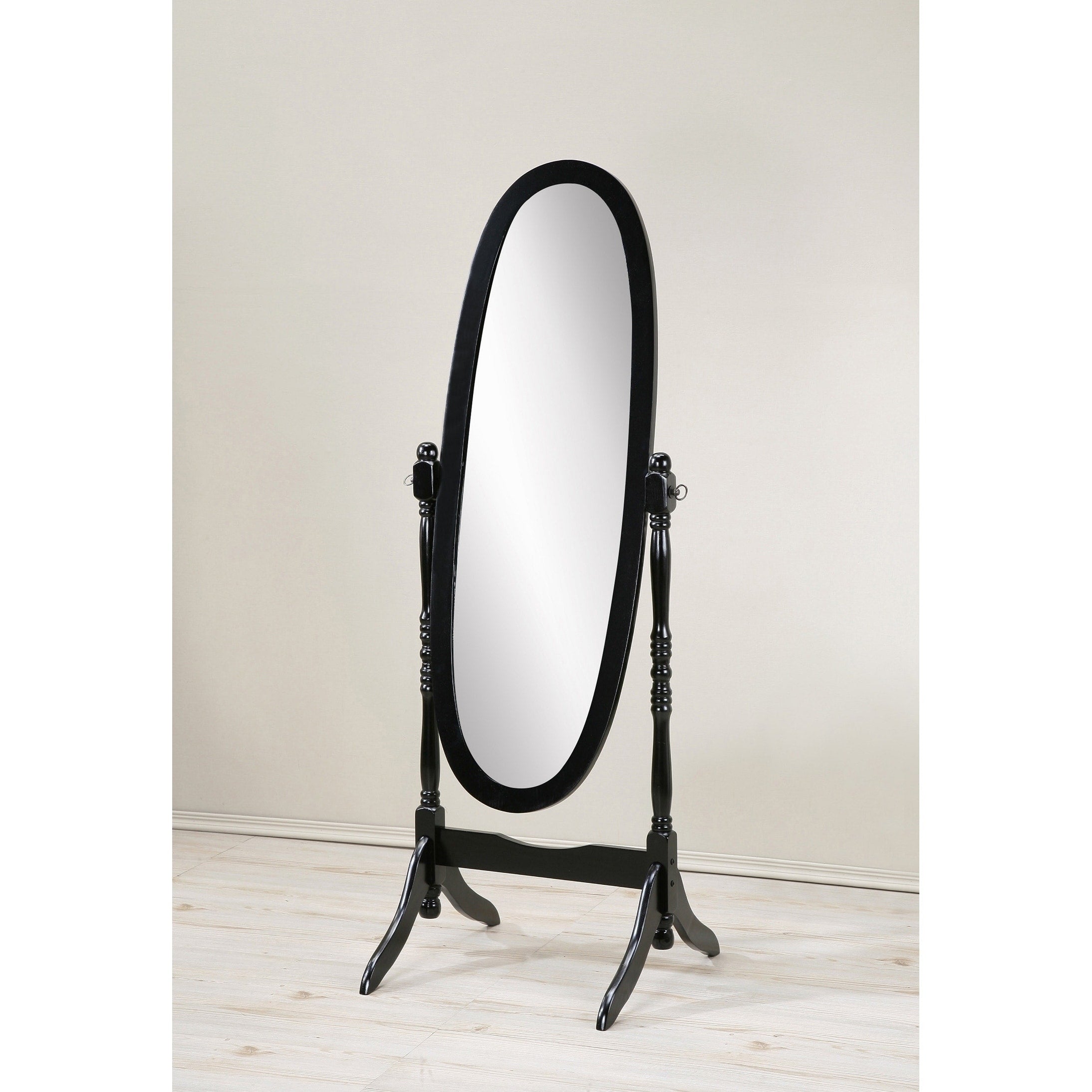 Miroir de sol ovale pivotant et réglable en bois pleine longueur de GTU Furniture