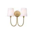 Applique rustique traditionnelle à 2 lumières en laiton vieilli avec abat-jour
