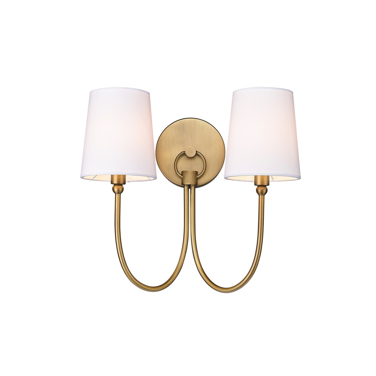 Applique rustique traditionnelle à 2 lumières en laiton vieilli avec abat-jour