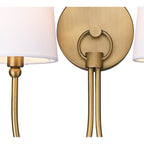 Applique rustique traditionnelle à 2 lumières en laiton vieilli avec abat-jour