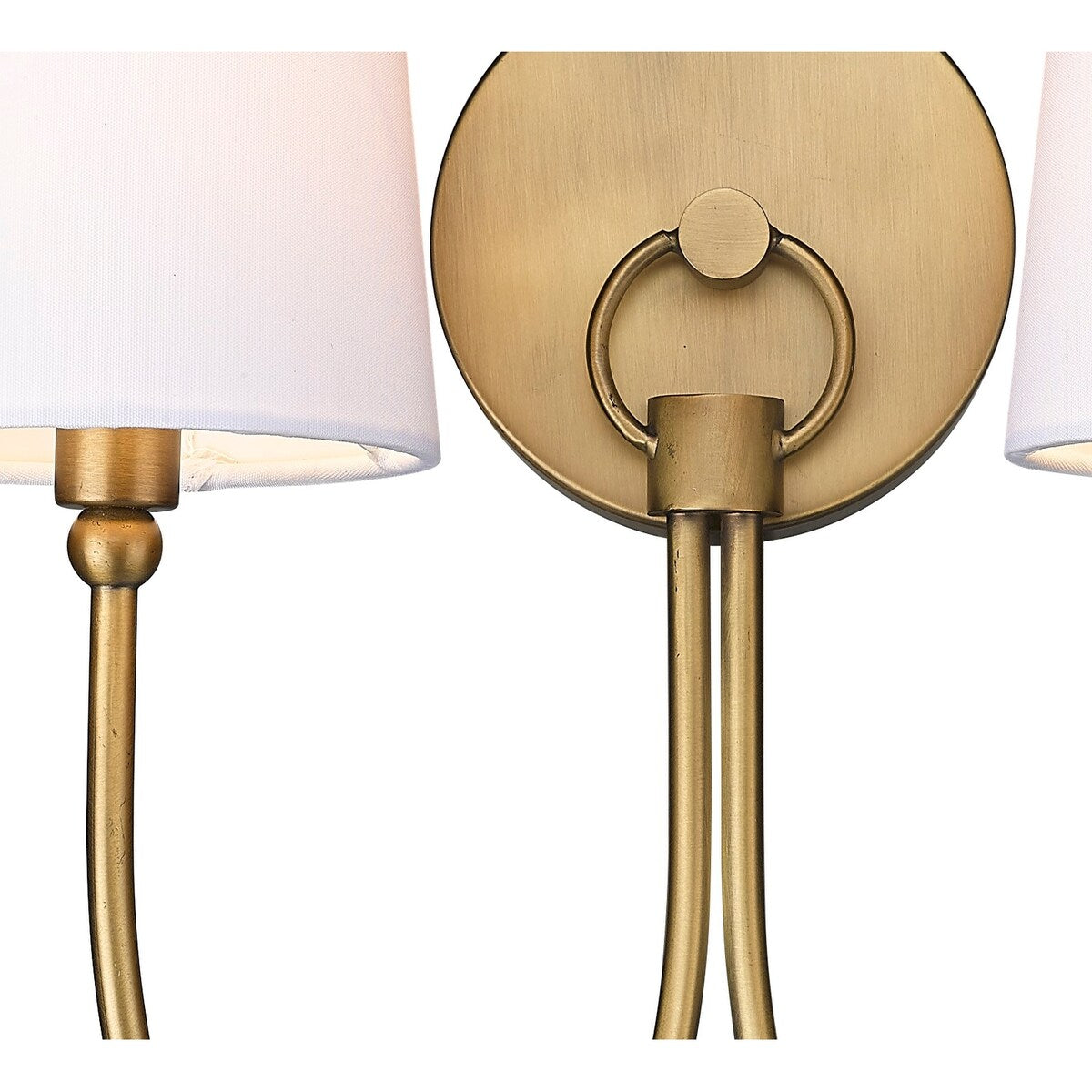 Applique rustique traditionnelle à 2 lumières en laiton vieilli avec abat-jour