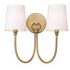 Applique rustique traditionnelle à 2 lumières en laiton vieilli avec abat-jour