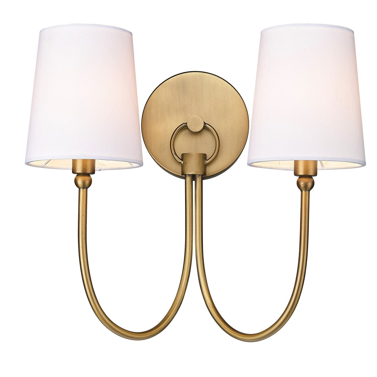 Applique rustique traditionnelle à 2 lumières en laiton vieilli avec abat-jour