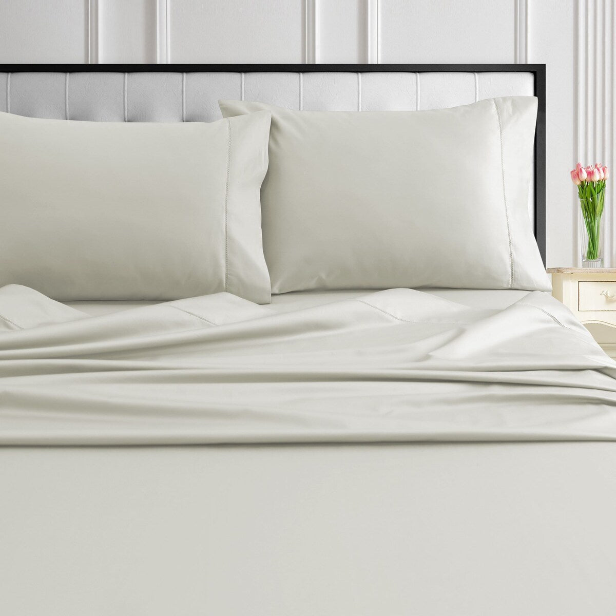 Taies d'oreiller Tribeca Living en coton égyptien 1000 fils (lot de 2)